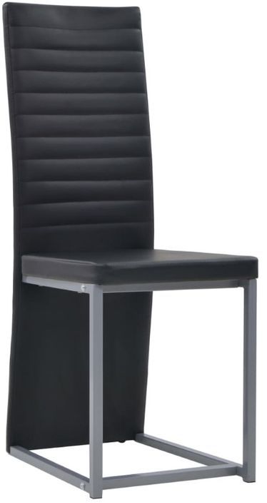 Chaise de salle à manger simili cuir noir et pieds métal gris Lim - Lot de 4 - Photo n°1