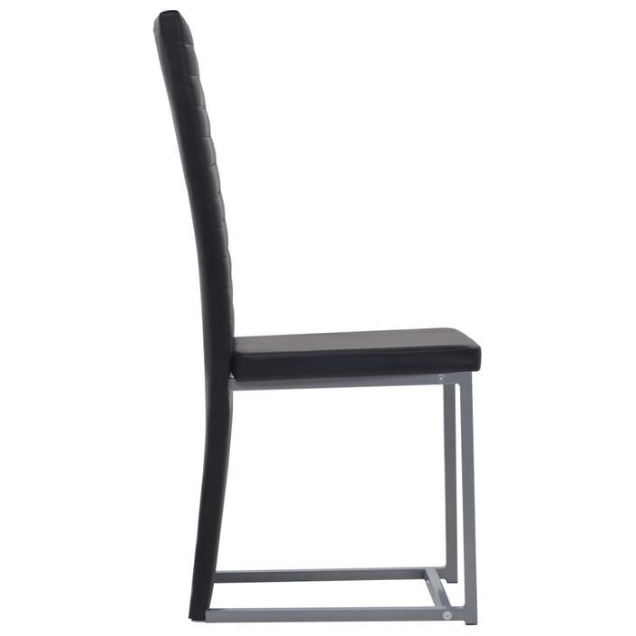 Chaise de salle à manger simili cuir noir et pieds métal gris Lim - Lot de 4 - Photo n°4