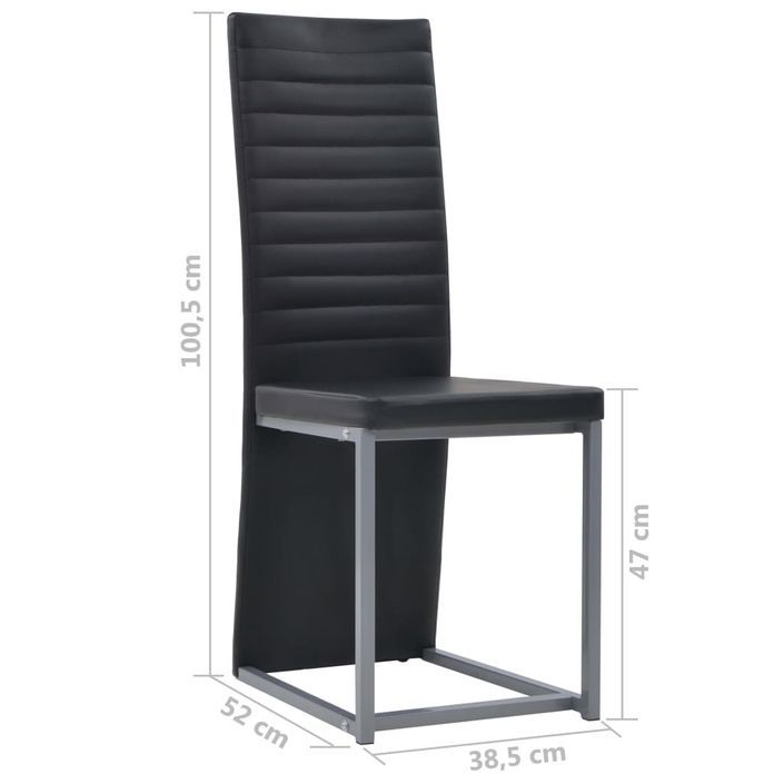 Chaise de salle à manger simili cuir noir et pieds métal gris Lim - Lot de 4 - Photo n°6