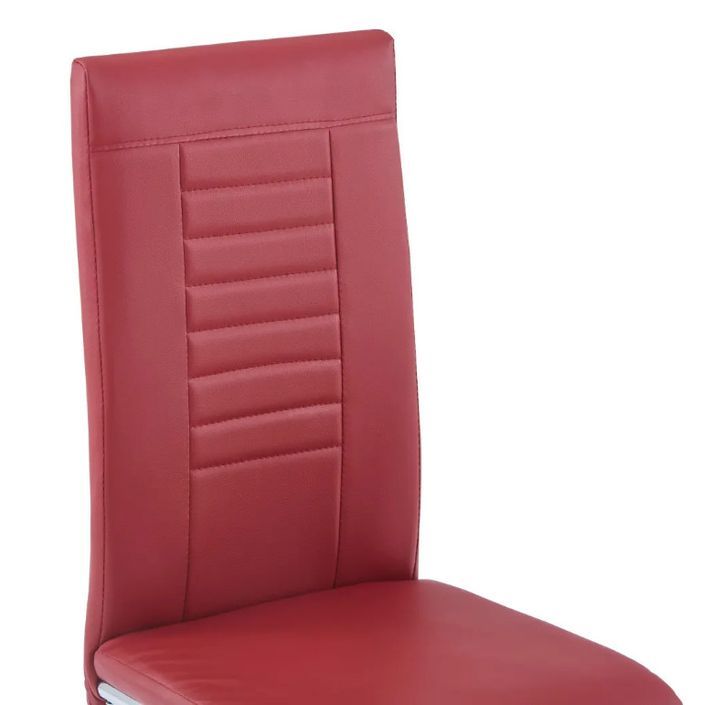Chaise de salle à manger simili cuir rouge bordeaux et métal chromé Patchou - Lot de 4 - Photo n°7