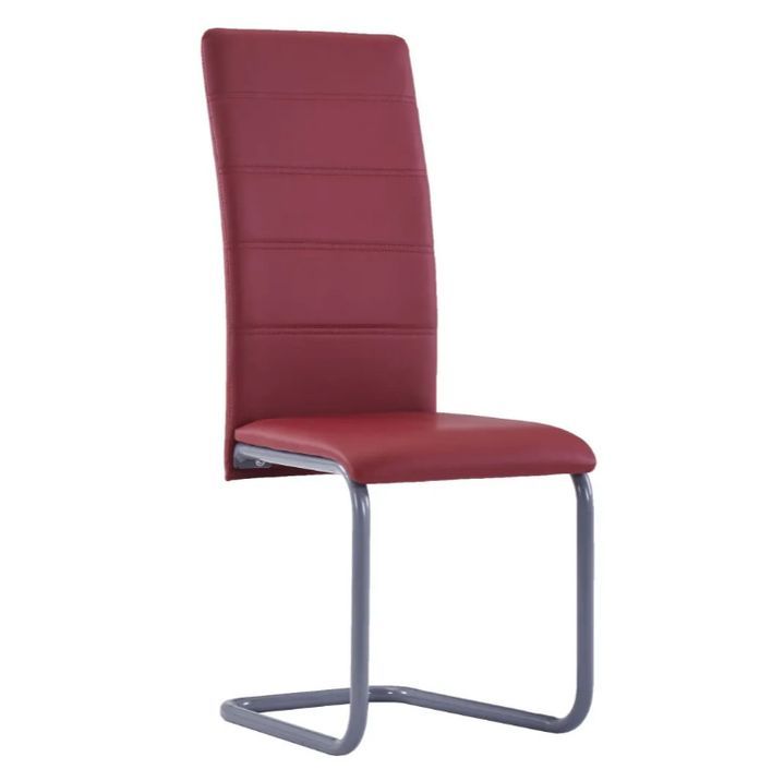 Chaise de salle à manger simili cuir rouge et métal gris Feedy - Lot de 4 - Photo n°2