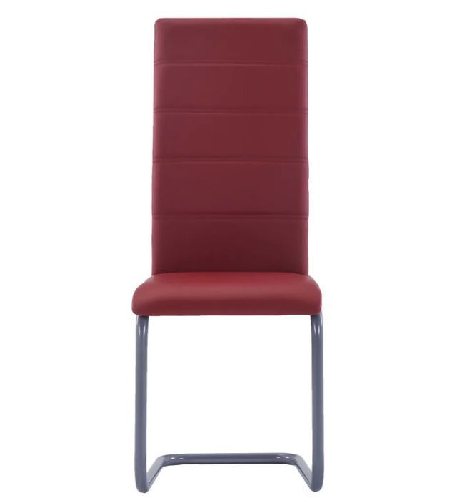 Chaise de salle à manger simili cuir rouge et métal gris Feedy - Lot de 4 - Photo n°3
