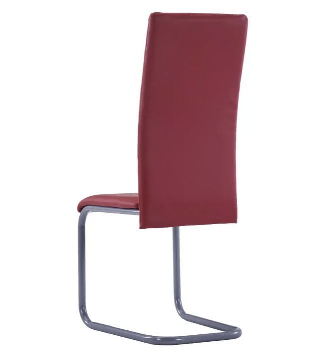 Chaise de salle à manger simili cuir rouge et métal gris Feedy - Lot de 4 - Photo n°5