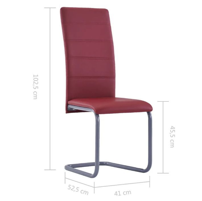 Chaise de salle à manger simili cuir rouge et métal gris Feedy - Lot de 4 - Photo n°6