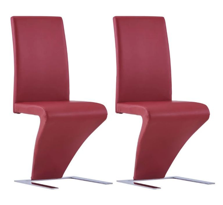 Chaise de salle à manger simili cuir rouge et pieds métal chromé Typh - Lot de 2 - Photo n°1