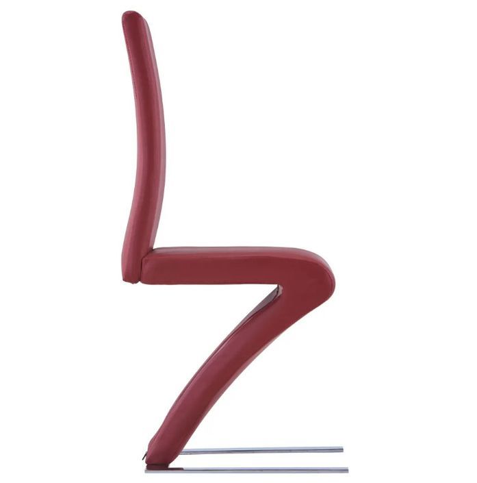 Chaise de salle à manger simili cuir rouge et pieds métal chromé Typh - Lot de 2 - Photo n°3