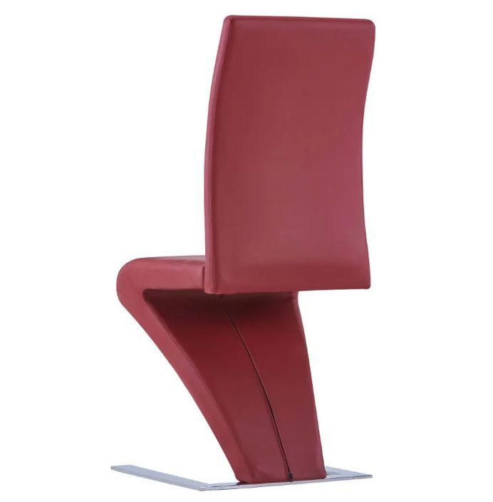 Chaise de salle à manger simili cuir rouge et pieds métal chromé Typh - Lot de 2 - Photo n°4