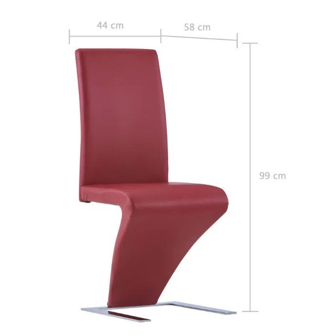 Chaise de salle à manger simili cuir rouge et pieds métal chromé Typh - Lot de 2 - Photo n°6