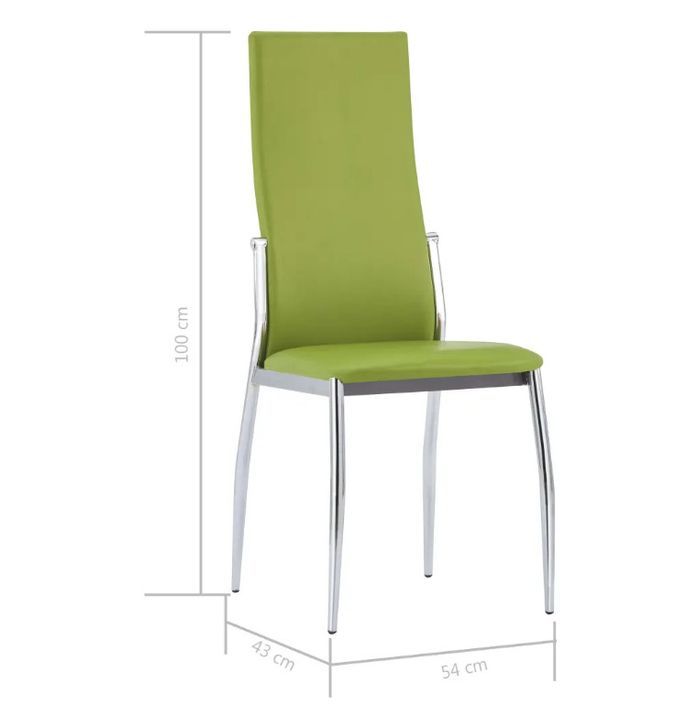 Chaise de salle à manger simili cuir vert et métal chromé Angie - Lot de 4 - Photo n°7
