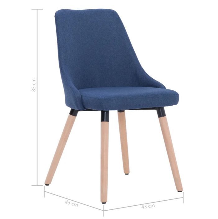 Chaise de salle à manger tissu bleu et pieds bois clair Kenny - Lot de 2 - Photo n°8