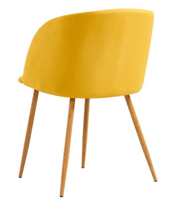 Chaise de salle à manger tissu jaune et pieds métal John - Lot de 4 - Photo n°4