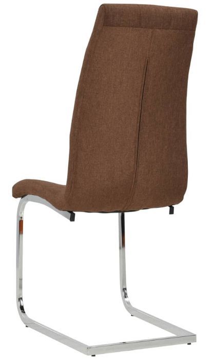 Chaise de salle à manger tissu marron et pieds métal chromé Lorna - Lot de 2 - Photo n°4