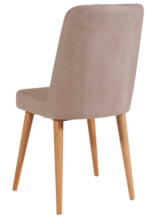 Chaise de salle à manger tissu rose pale et bois de pin naturel Mareva - Photo n°2