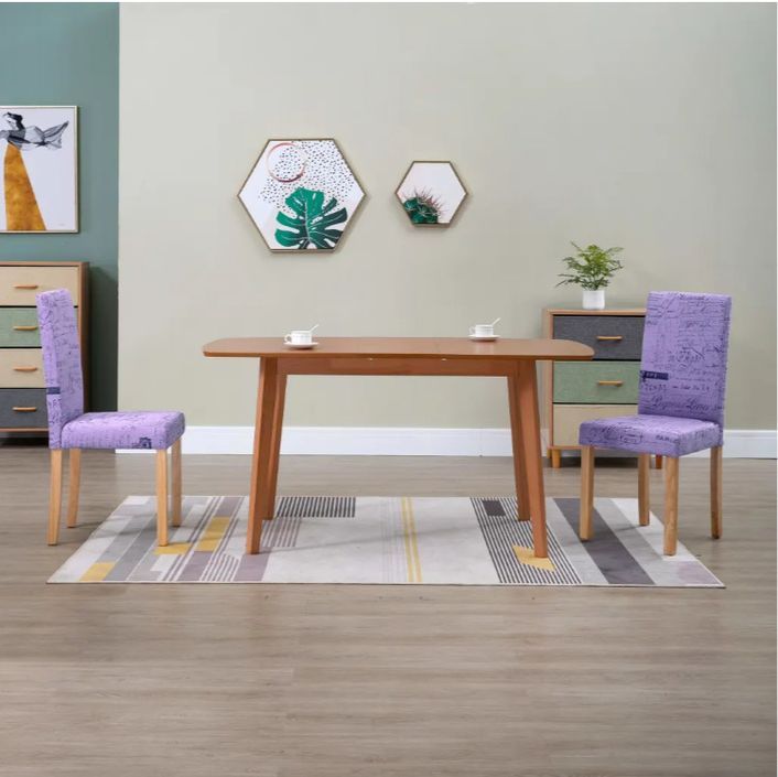 Chaise de salle à manger tissu violet et bois clair Hertie - Lot de 2 - Photo n°5