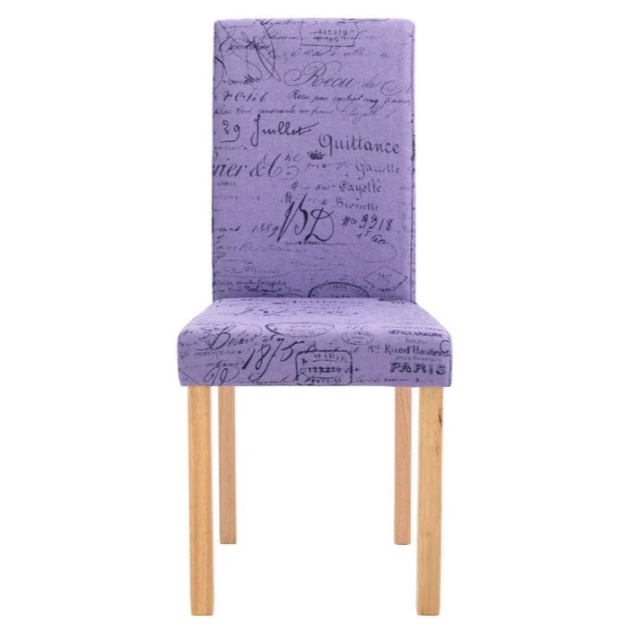 Chaise de salle à manger tissu violet et bois clair Hertie - Lot de 2 - Photo n°2