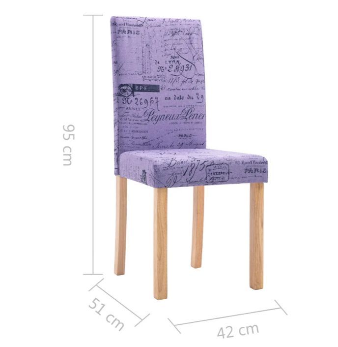 Chaise de salle à manger tissu violet et bois clair Hertie - Lot de 2 - Photo n°8