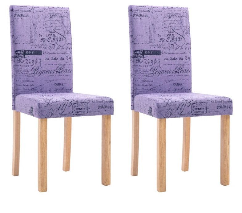 Chaise de salle à manger tissu violet et bois clair Hertie - Lot de 2 - Photo n°1