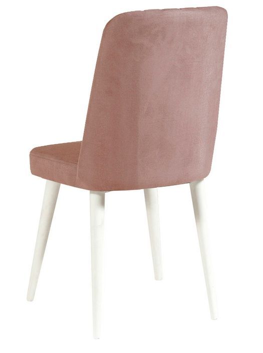 Chaise de salle à manger velours rose pale et bois blanc Akira - Photo n°2