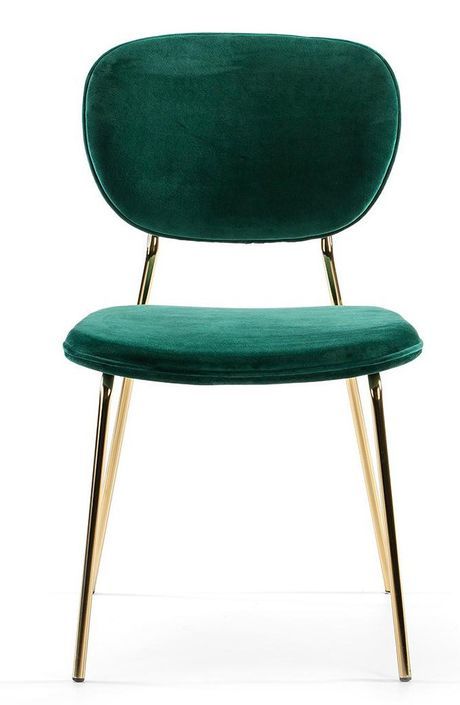 Chaise de salle à manger velours vert et pieds métal doré Lyam - Photo n°2
