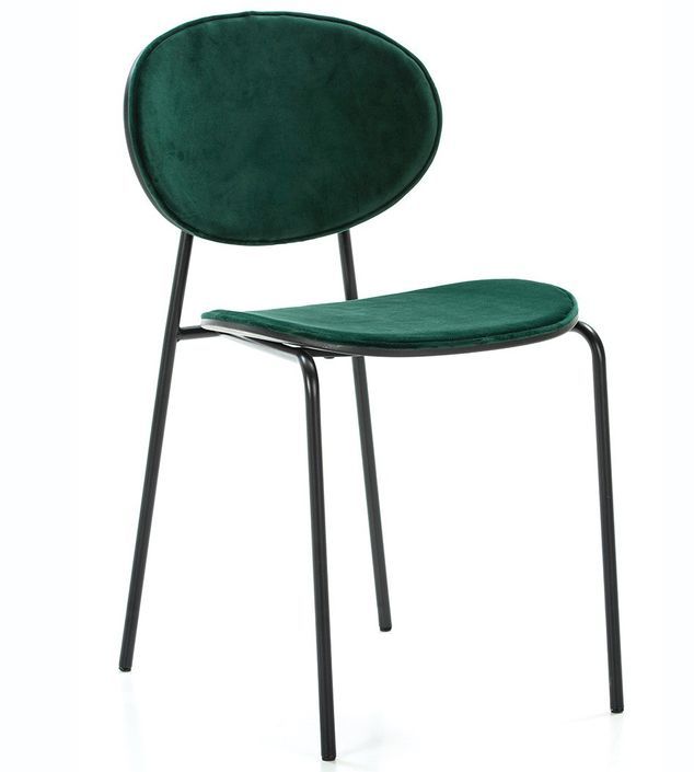 Chaise de salle à manger velours vert et pieds métal noir Lyam - Photo n°1