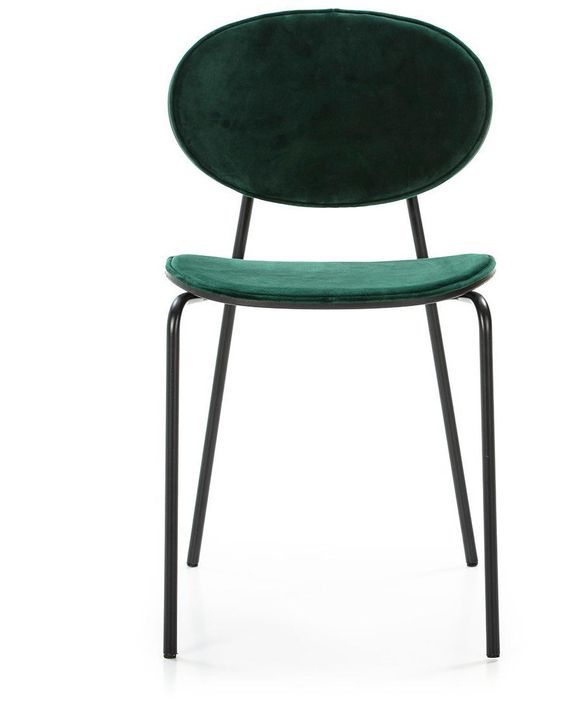 Chaise de salle à manger velours vert et pieds métal noir Lyam - Photo n°2