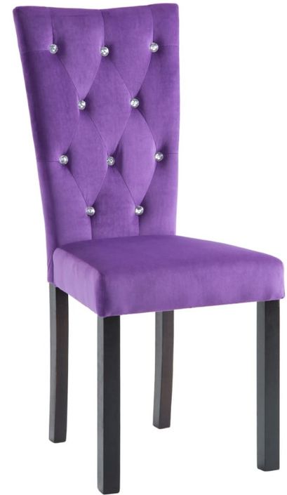 Chaise de salle à manger Velours Violet et pieds bois noir Karmen - Lot de 4 - Photo n°2