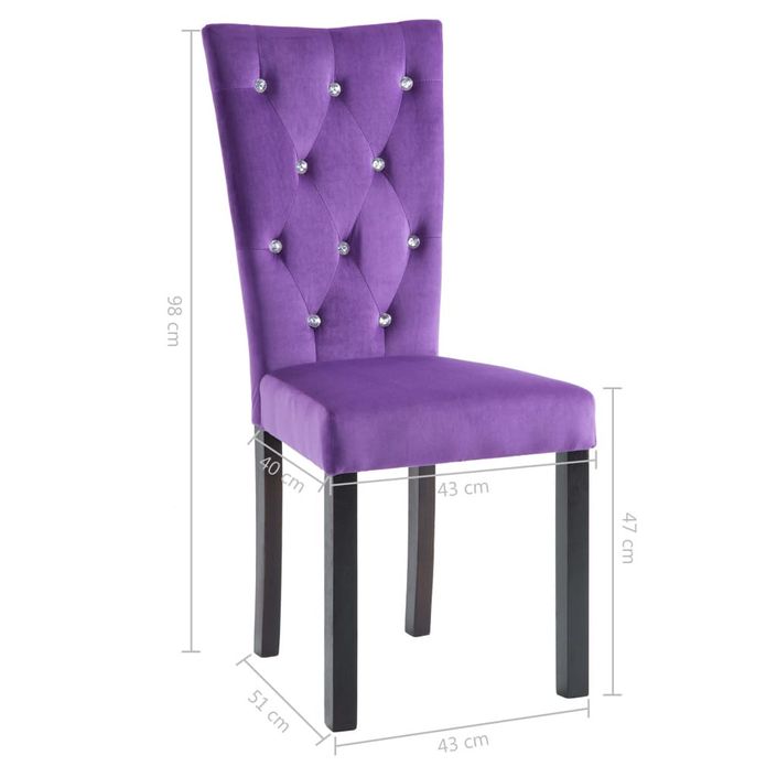 Chaise de salle à manger Velours Violet et pieds bois noir Karmen - Lot de 4 - Photo n°10