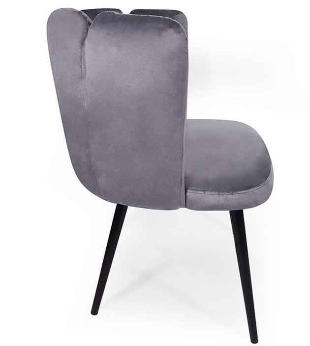 Chaise design voluptueuse velours rose et pieds métal noir - Lot de 2 - Photo n°3