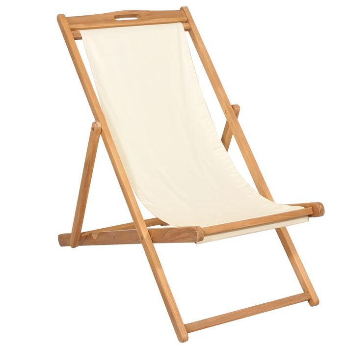 Chaise de terrasse Teck 56 x 105 x 96 cm Couleur crème - Photo n°1