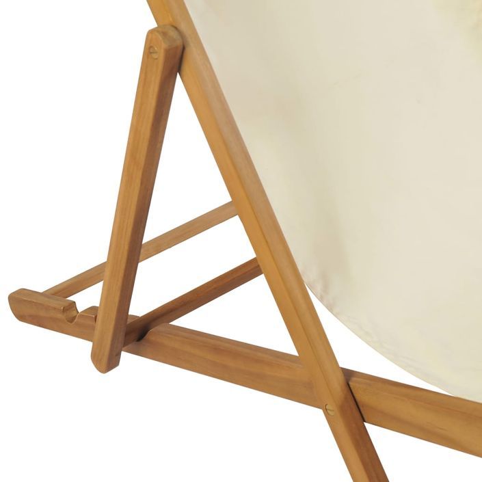 Chaise de terrasse Teck 56 x 105 x 96 cm Couleur crème - Photo n°9