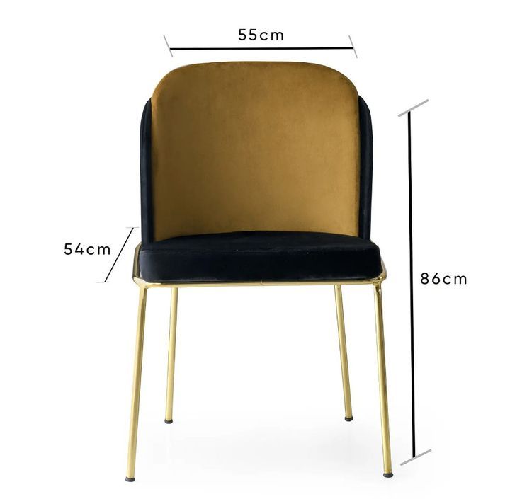 Chaise design assise velours noir, moutarde et pieds métal doré Kareen - Lot de 2 - Photo n°7