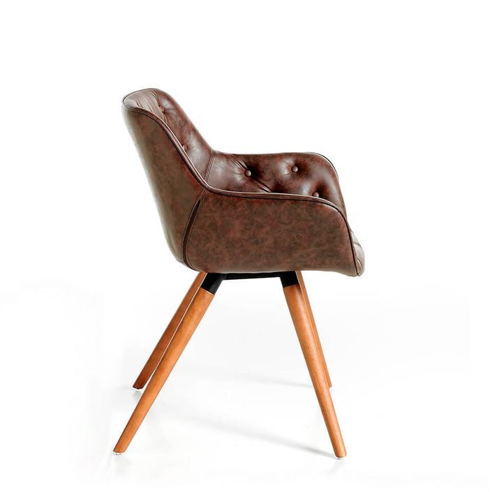Chaise design bois massif de frêne et simili cuir capitonné Kida - Lot de 2 - Photo n°3