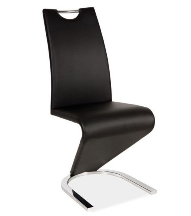 Chaise design faux cuir et métal chromé Karal - Lot de 2 - Photo n°2