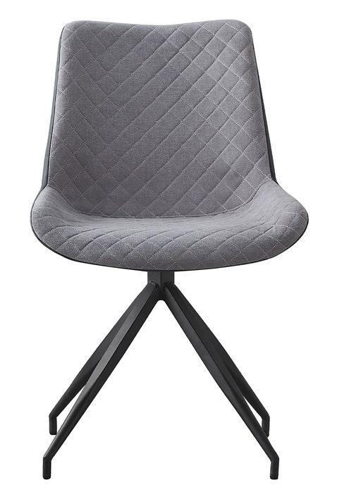 Chaise design pivotante en tissu gris et en simil cuir gris foncé Morka - Lot de 2 - Photo n°2