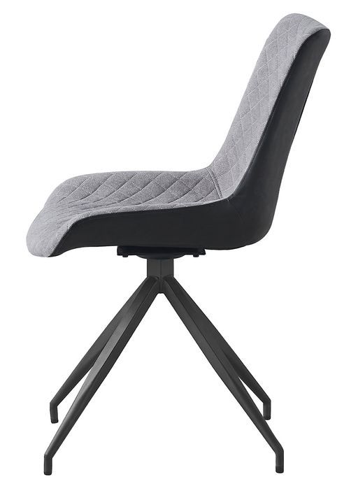 Chaise design pivotante en tissu gris et en simil cuir gris foncé Morka - Lot de 2 - Photo n°3