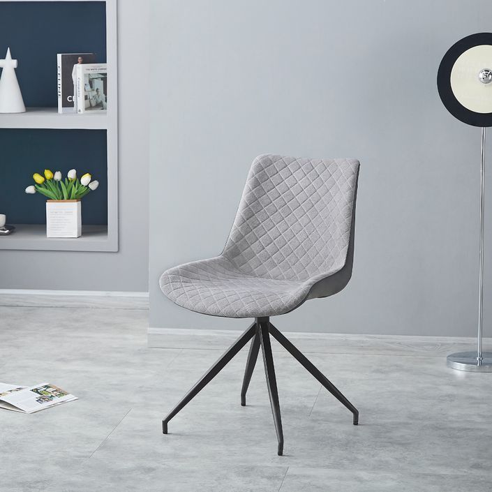 Chaise design pivotante en tissu gris et en simil cuir gris foncé Morka - Lot de 2 - Photo n°5