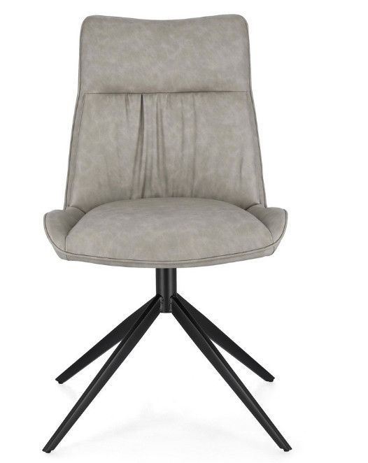 Chaise design simili cuir beige et pieds acier noir Jowka - Lot de 2 - Photo n°2
