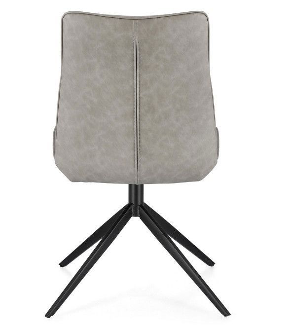 Chaise design simili cuir beige et pieds acier noir Jowka - Lot de 2 - Photo n°4