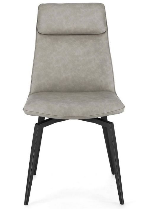 Chaise design simili cuir beige et pieds acier noir Lowra - Lot de 2 - Photo n°2