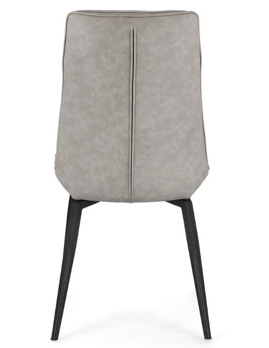 Chaise design simili cuir beige et pieds acier noir Lowra - Lot de 2 - Photo n°4