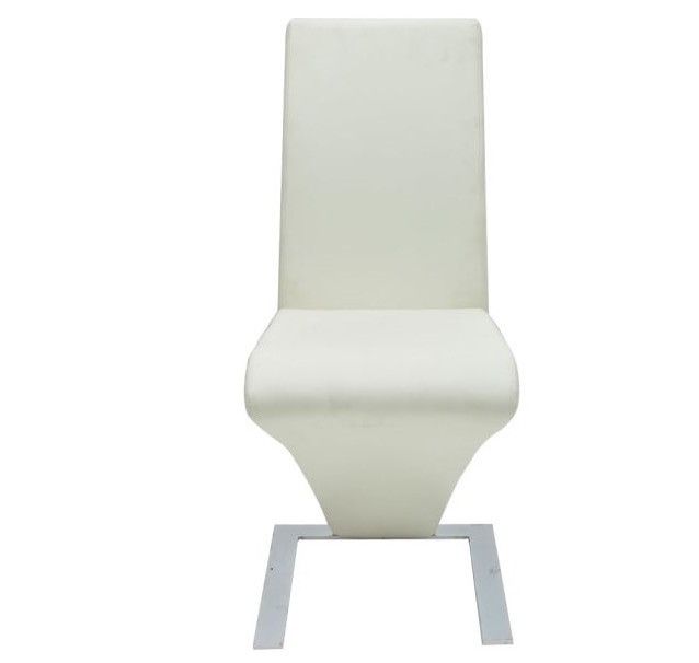 Chaise design simili cuir blanc et pieds métal chromé Théo - Lot de 2 - Photo n°2