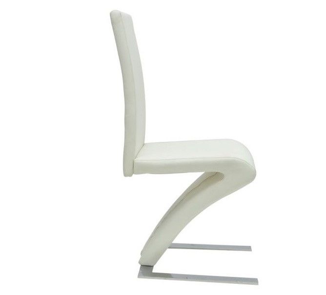 Chaise design simili cuir blanc et pieds métal chromé Théo - Lot de 2 - Photo n°4