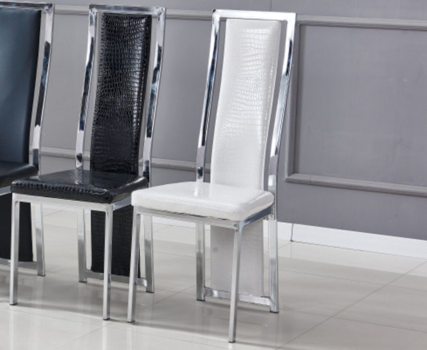 Chaise design simili cuir effet croco et acier chromé Milana - Lot de 6 - Photo n°3