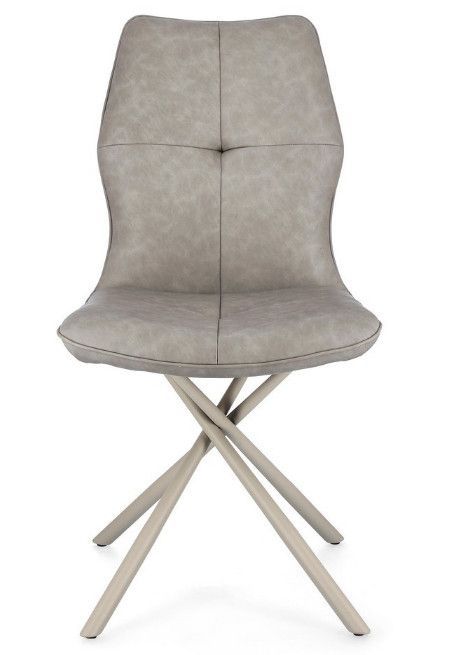Chaise design simili cuir et pieds acier beige Kowla - Lot de 2 - Photo n°2