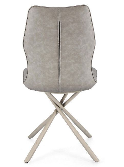 Chaise design simili cuir et pieds acier beige Kowla - Lot de 2 - Photo n°4