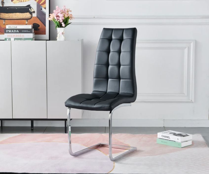 Chaise design simili cuir et pieds chromé Daizy - Lot de 6 - Photo n°2