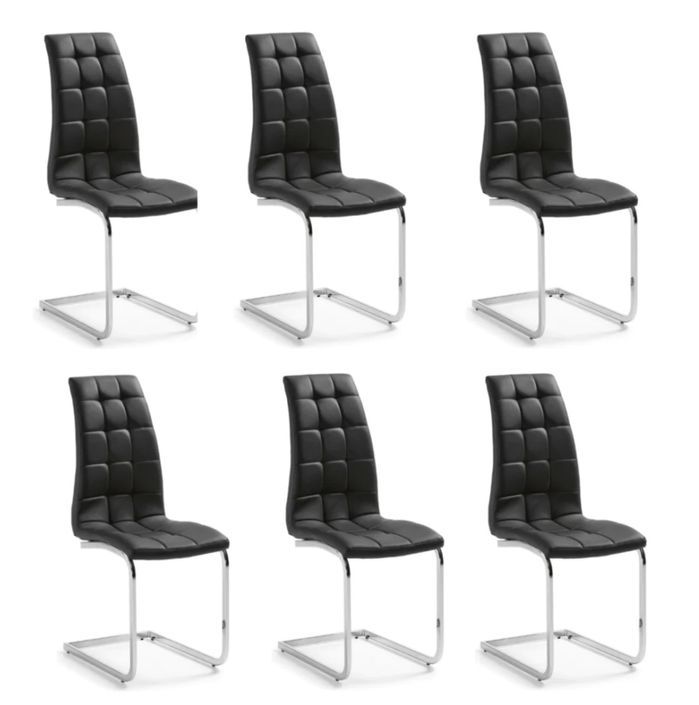 Chaise design simili cuir et pieds chromé Daizy - Lot de 6 - Photo n°5