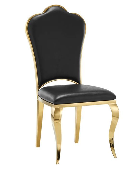 Chaise design simili cuir et pieds doré effet miroir Kouma - Lot de 4 - Photo n°5