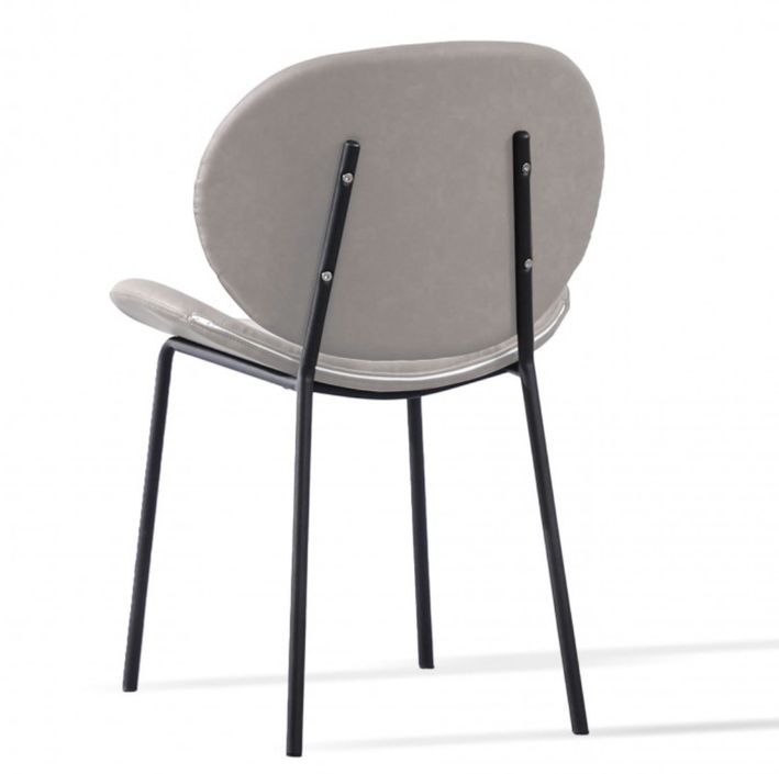 Chaise design simili cuir gris et acier laqué noir Toxane - Photo n°2