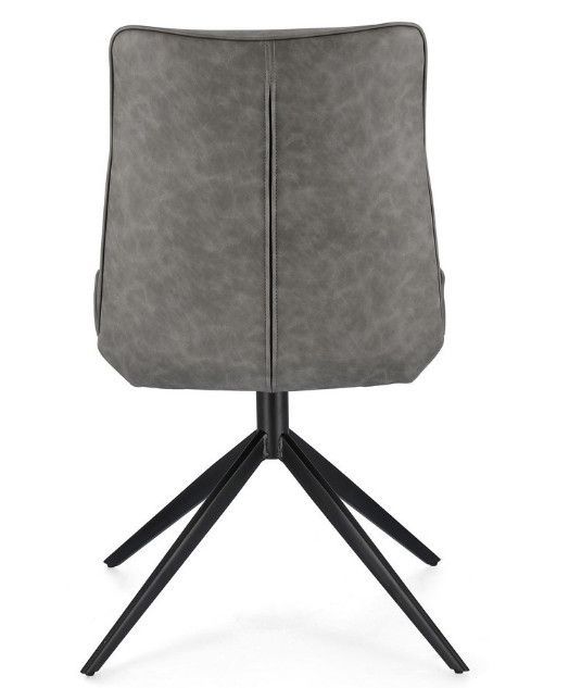 Chaise design simili cuir gris et pieds acier noir Jowka - Lot de 2 - Photo n°4